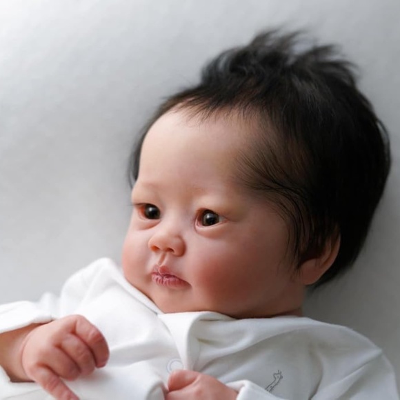 19 Inch Reborn Baby Doll Realistic Newborn with Rooted Hair Soft Cloth Body Gift - Picture 3 of 4